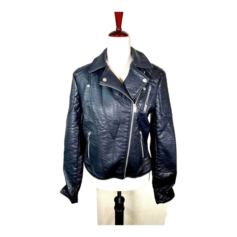 NWT American Eagle Black Faux Leather Moto Jacket Size M